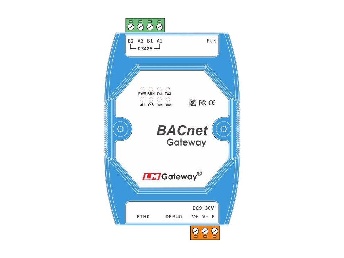 BACnet Gateway: Modbus RTU to BACnet/IP Converter (DIN Rail, RS485)