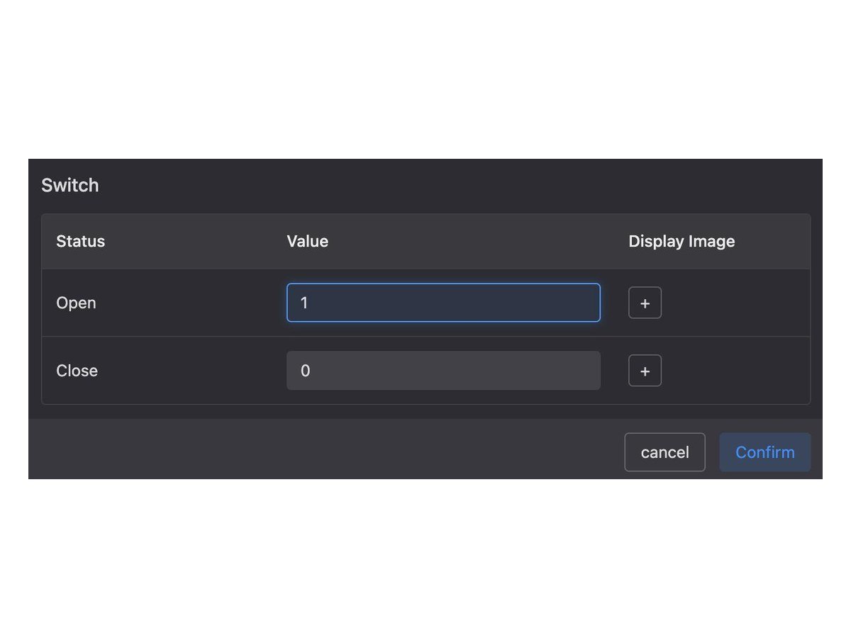 WebSCADA control panel for switching and setting values