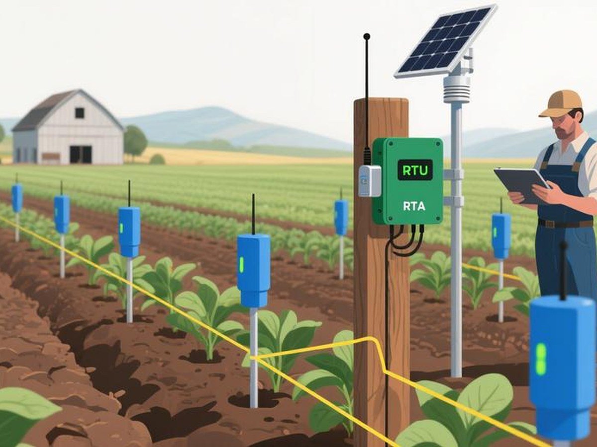 LoRa sensors monitoring crops on a farm