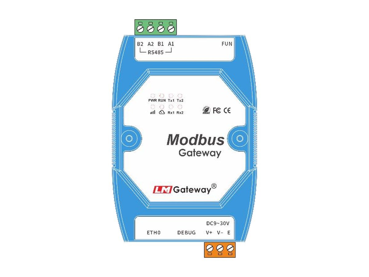 Modbus Gateway: Modbus RTU to Modbus TCP Converter (DIN Rail, RS485)