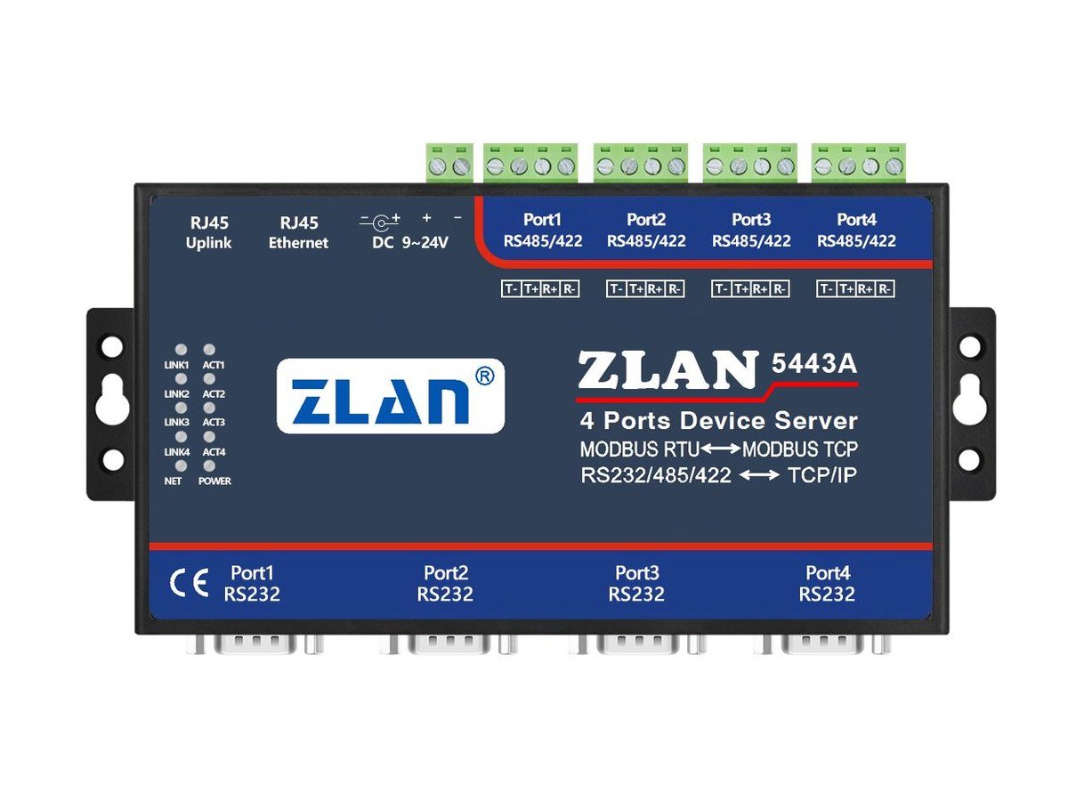 4-port serial server with Modbus gateway