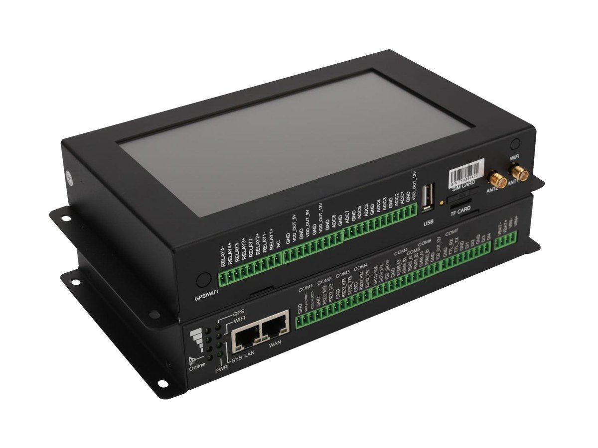 TG462S 7 inch Touch Screen IoT Gateway (4G or 5G RedCap, 8 Analogue, 4 Relay, LVGL)