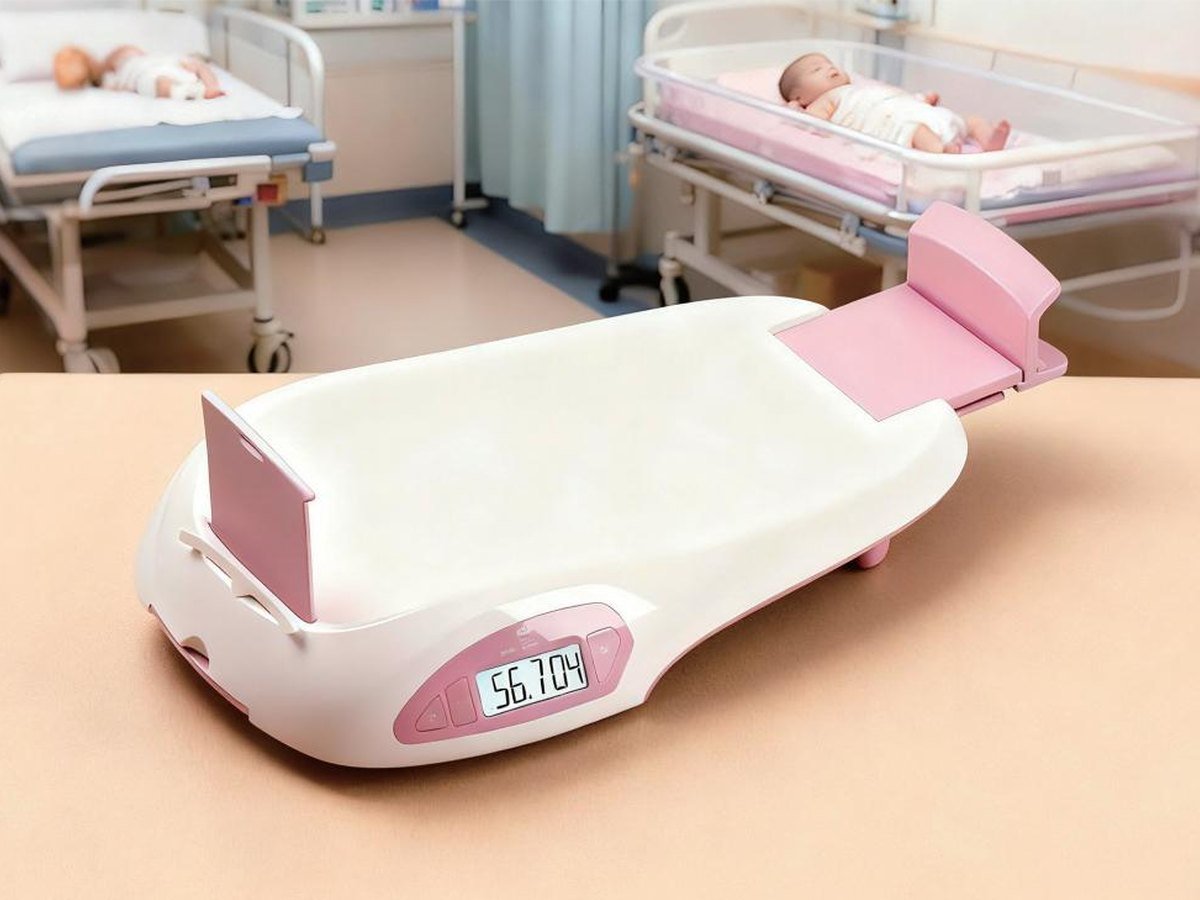 Baby scale with ultrasonic length measurement