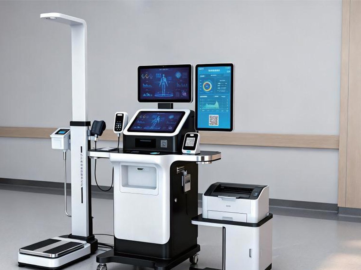 Health check station with an ultrasonic height sensor