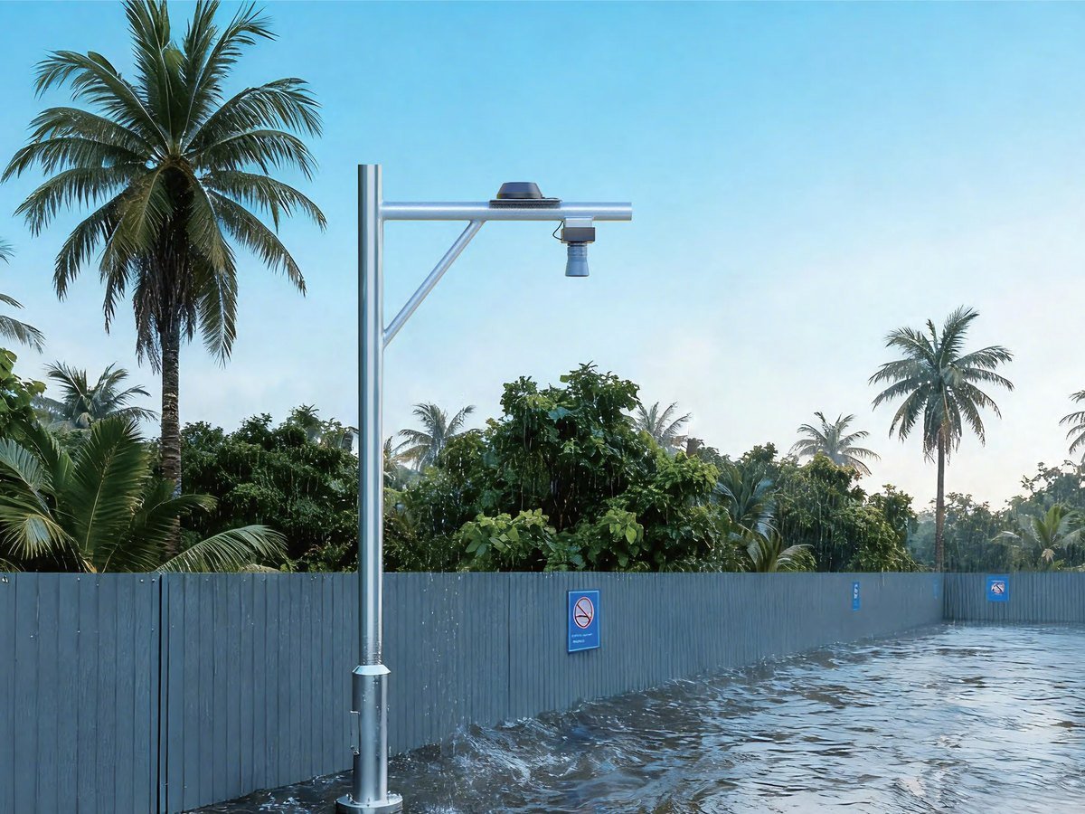Pole-mounted sensor monitoring road flooding